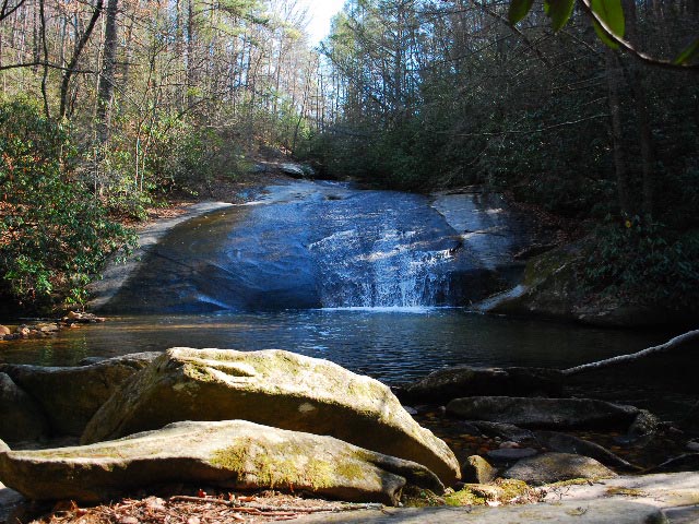 Natural summer slide at Stone Mountain Lower Falls