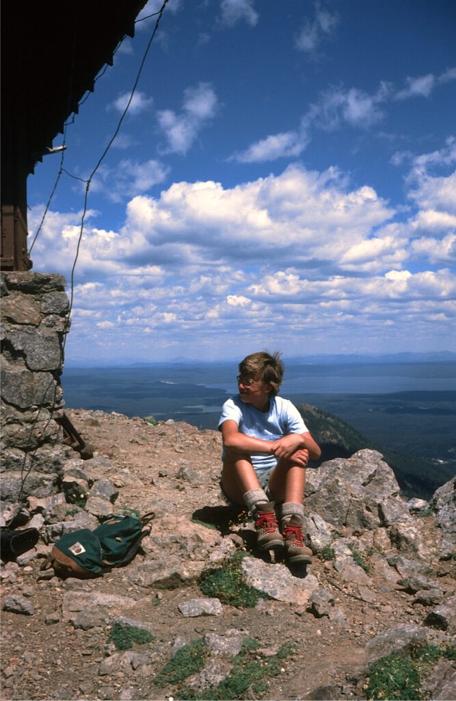 An early summit, atop Mount Sheridan in Yellowstone National Park.