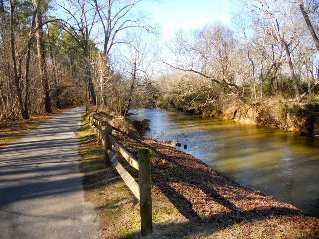 Looping Lake Crabtree includes a brief stretch on Cary's Black Creek Greenway.